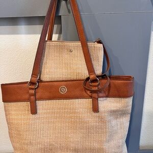 Ann Klein Tan/Brown Woven Tote